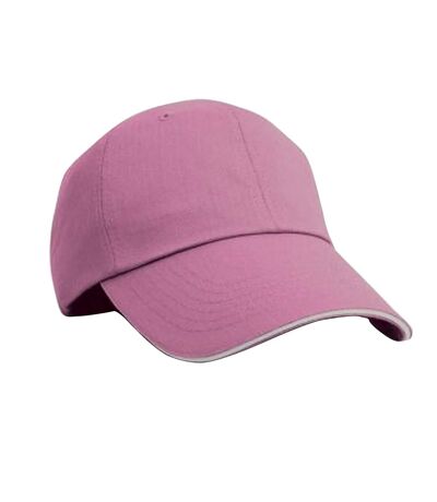 Result Unisex Herringbone Contrast Color Sandwich Peak Baseball Cap (Pink/White)