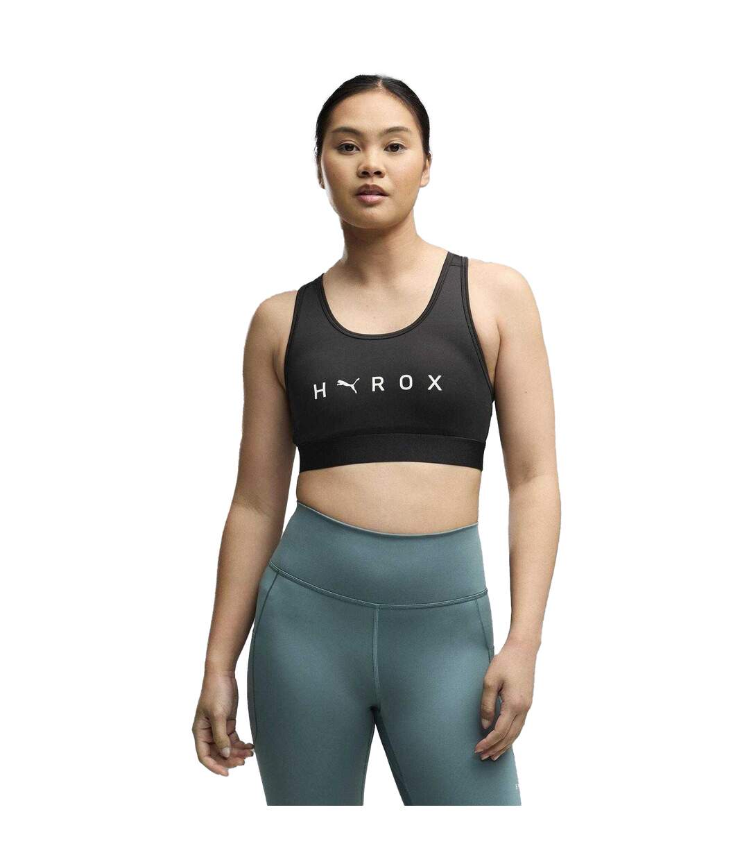 Womens/ladies Hyrox Logo Sports Bra Black Puma-4