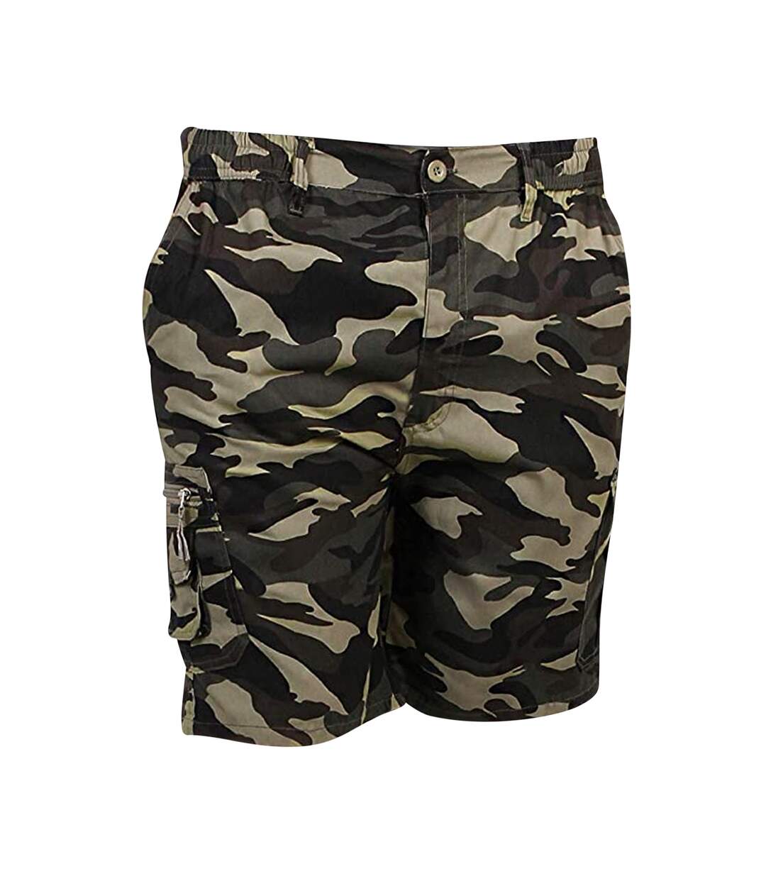 Krisp Mens Camo Print Cargo Shorts (Light Khaki)