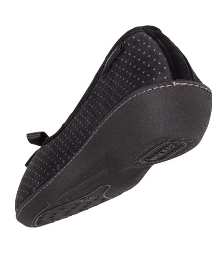 Isotoner Chaussons Ballerines femme ultra doux, ultra confort talon de 3,8 cm