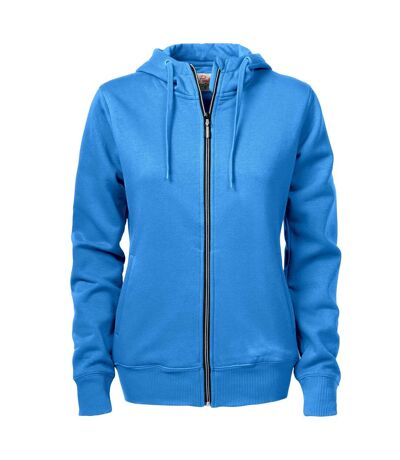 Womens/ladies Overhead Full Zip Hoodie Ocean Blue Printer