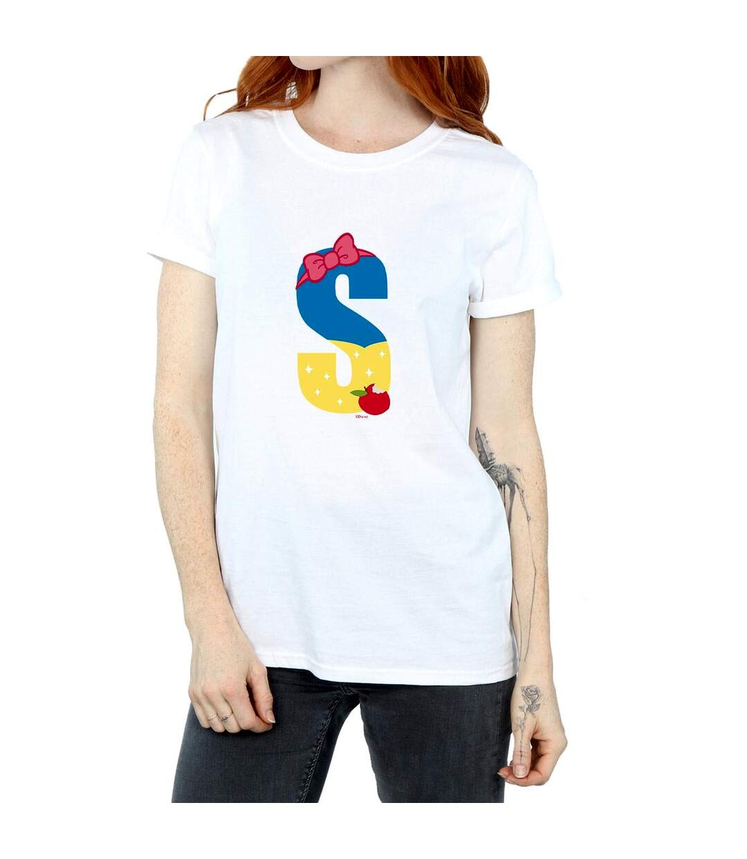 Disney Womens/Ladies Alphabet S Is For Snow White Cotton Boyfriend T-Shirt (Blanc) - UTBI42699-3