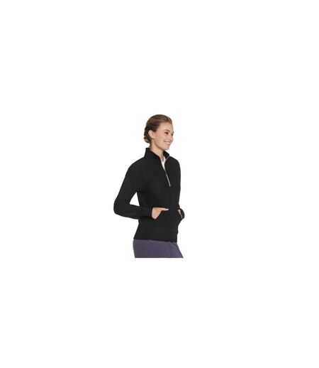 Womens/ladies Goluxe Ribbed Quarter Zip Sweatshirt Black Skechers