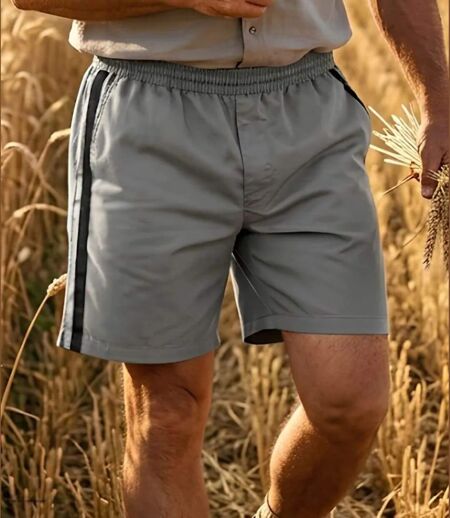 Short homme CHALLENGER 8L gris noir : le short en coton ultra-confortable spécial moisson