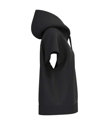 Womens/ladies French Terry Short-sleeved Hoodie Black Native Spirit