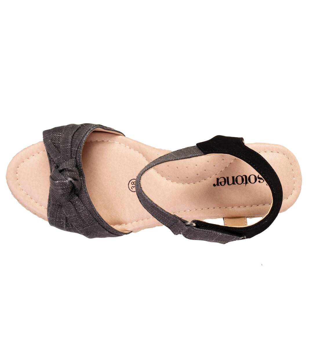 Isotoner Espadrilles femme à talon 6 cm et bout ouvert détail nœud-3