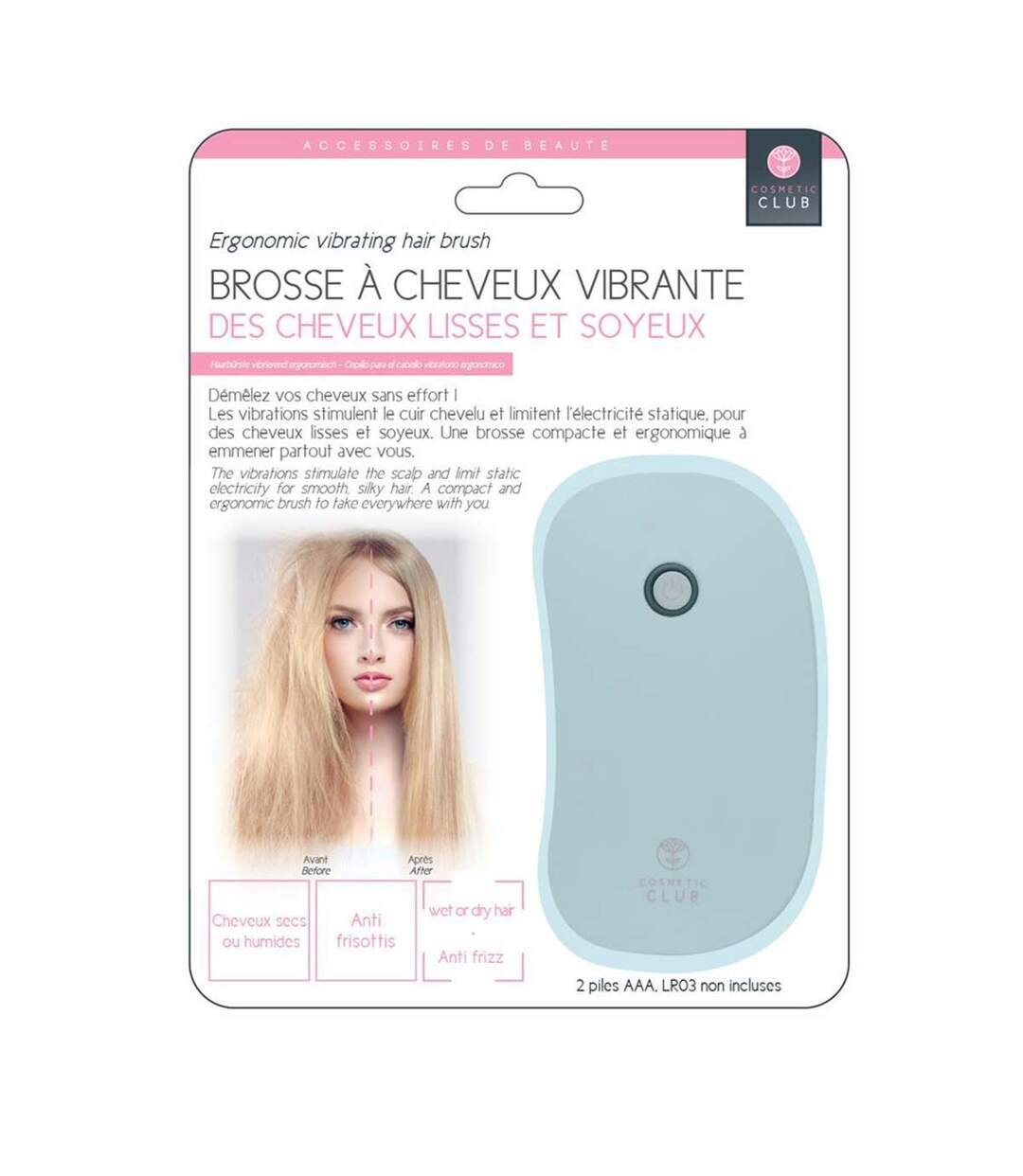 Brosse à Cheveux Ionique Vibrante 11cm Blanc-5