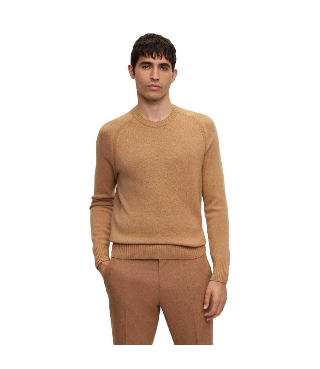 Mens Raglan Long-sleeved Sweater Top Beige Boss-4
