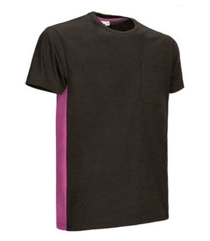 T-shirt bicolore - Unisexe - réf THUNDER - noir et rose magenta