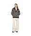 Womens/ladies Striped V Neck Jumper Black Brave Soul-1