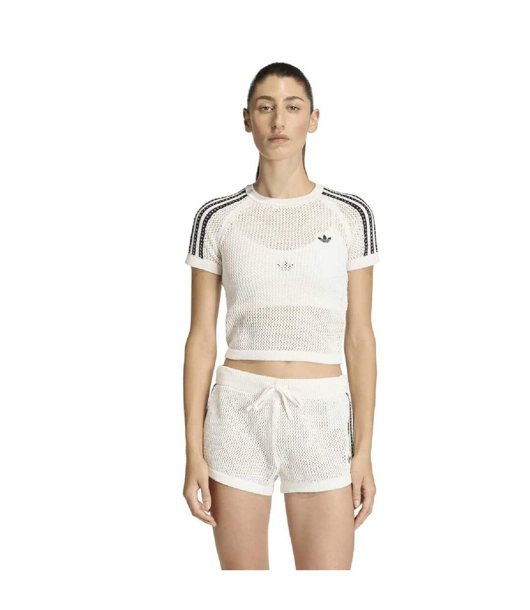 Originals T-shirt Tricoté Cali En Crochet Pour Femme Blanc Cassé Adidas-4