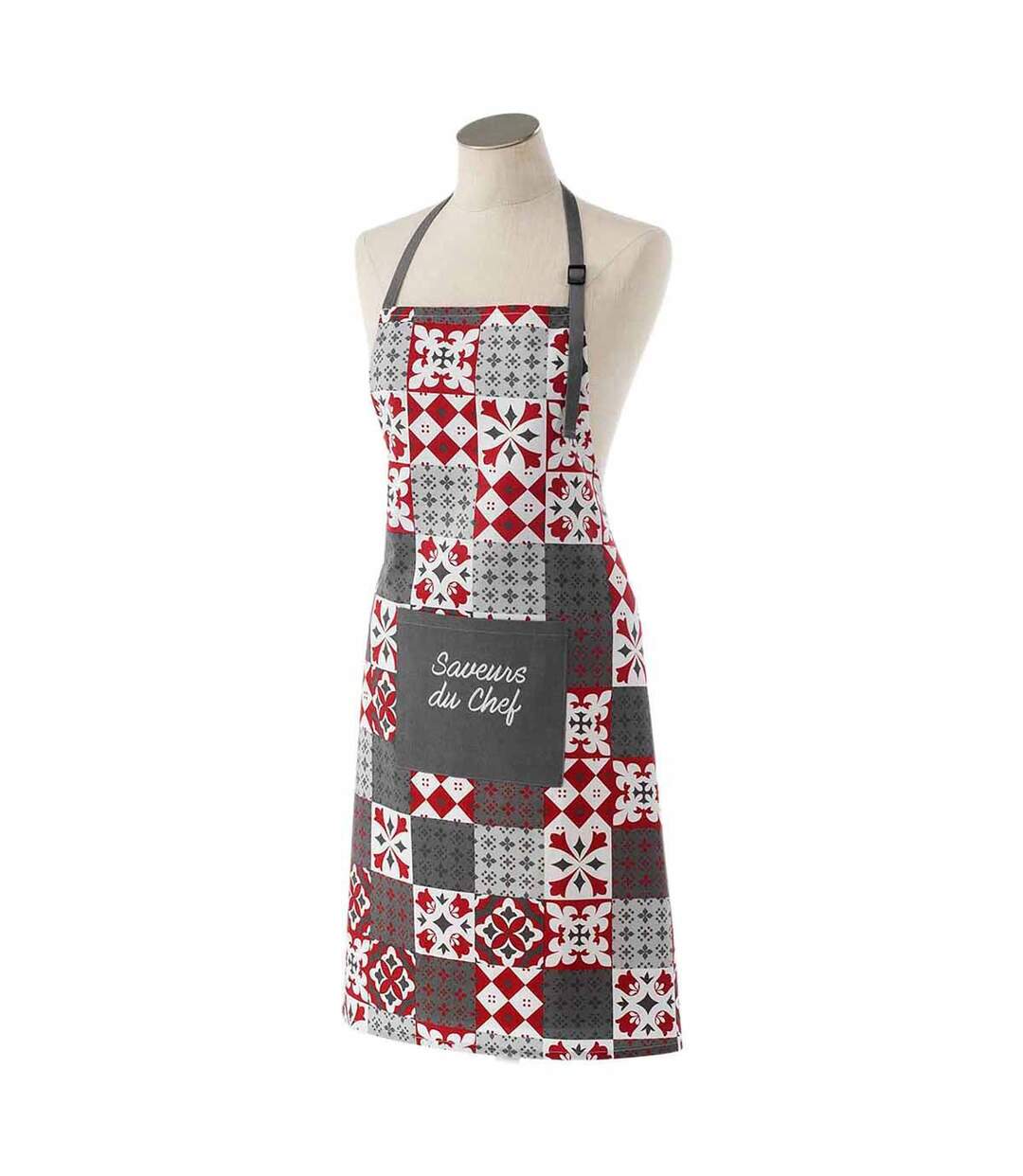Tablier de Cuisine Credence 84cm Gris & Rouge-1