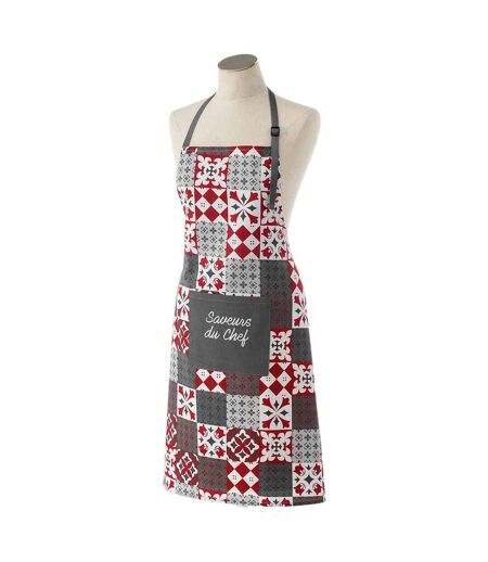 Tablier de Cuisine Credence 84cm Gris & Rouge