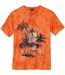 T-shirt teinture sur nœuds à col lacé homme - orange