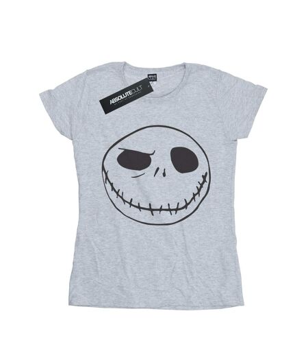 Disney T-shirt en coton Womens/Ladies Nightmare Before Christmas Jack's Big Face (Gris sportif) - UTBI35527