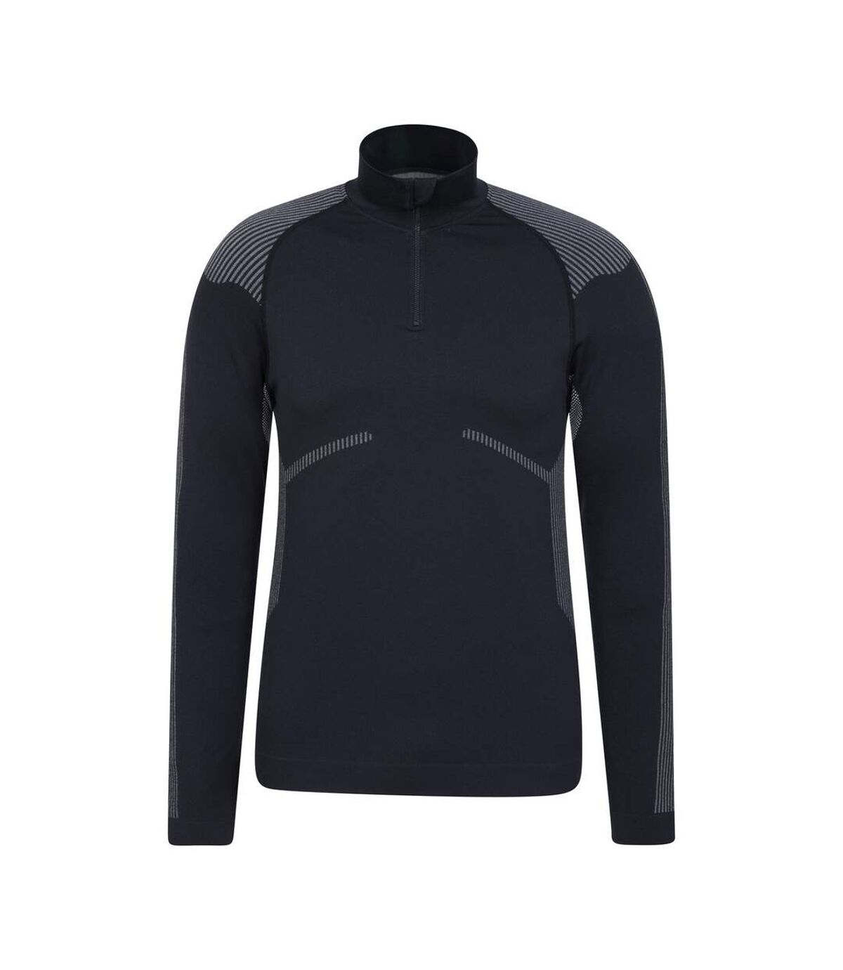 Mountain Warehouse Mens Freestyle Seamless Zip Neck Base Layer Top (Black)