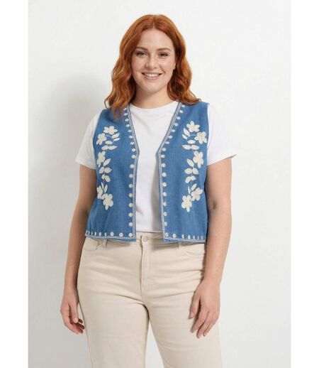 Gilet sans manches denim avec broderies