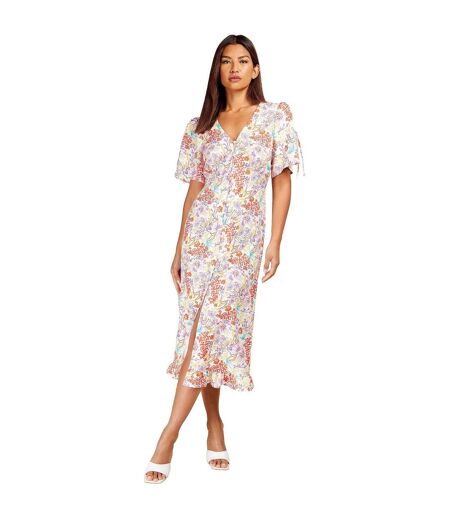 Womens/ladies V Neck Short-sleeved Maxi Dress Multicoloured Little Mistress
