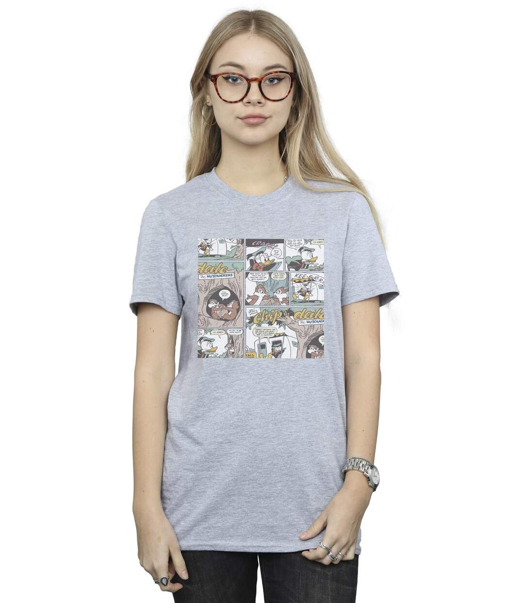 Disney - T-shirt CHIP 'N DALE COMIC - Femme (Gris chiné) - UTBI18741-2