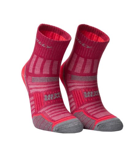 Womens/ladies twin skin ankle socks magenta/grey marl Hilly