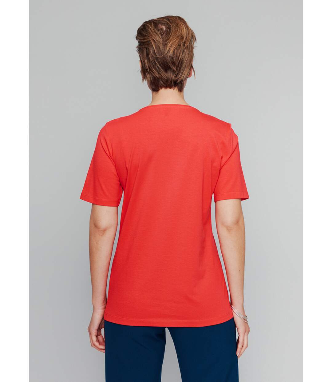 T-shirt manches courtes col brodé clouté-2