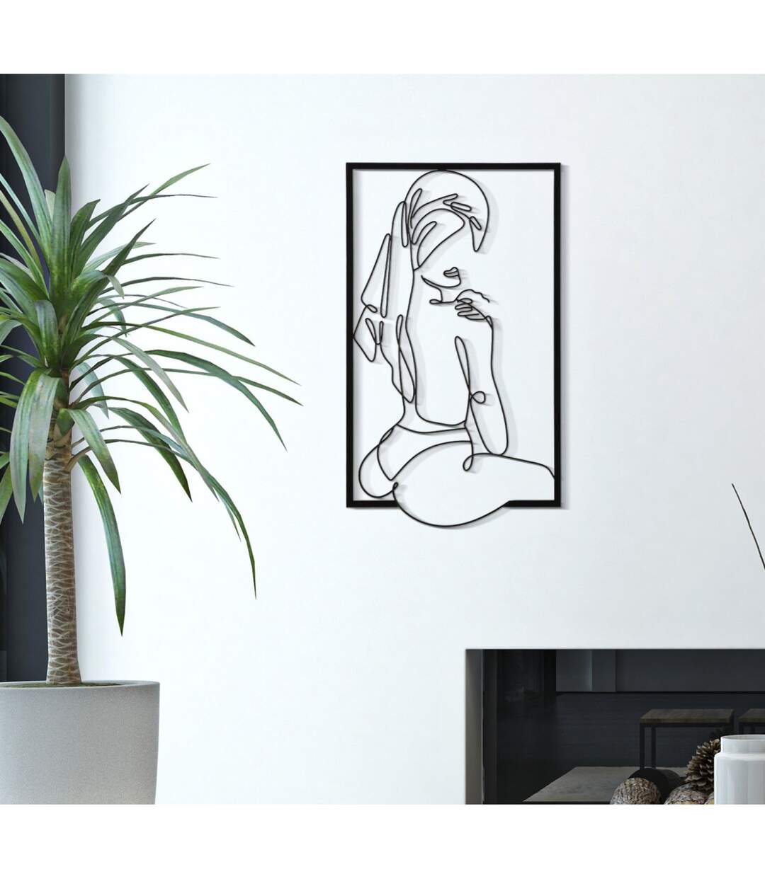 Décoration Murale Encadrée en Métal Muro Towel 70cm Noir-5