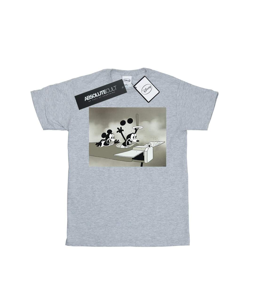 Disney Femmes/Les femmes Mickey Mouse Crazy Pilot - T-shirt boyfriend en coton (Gris sportif) - UTBI36782-1