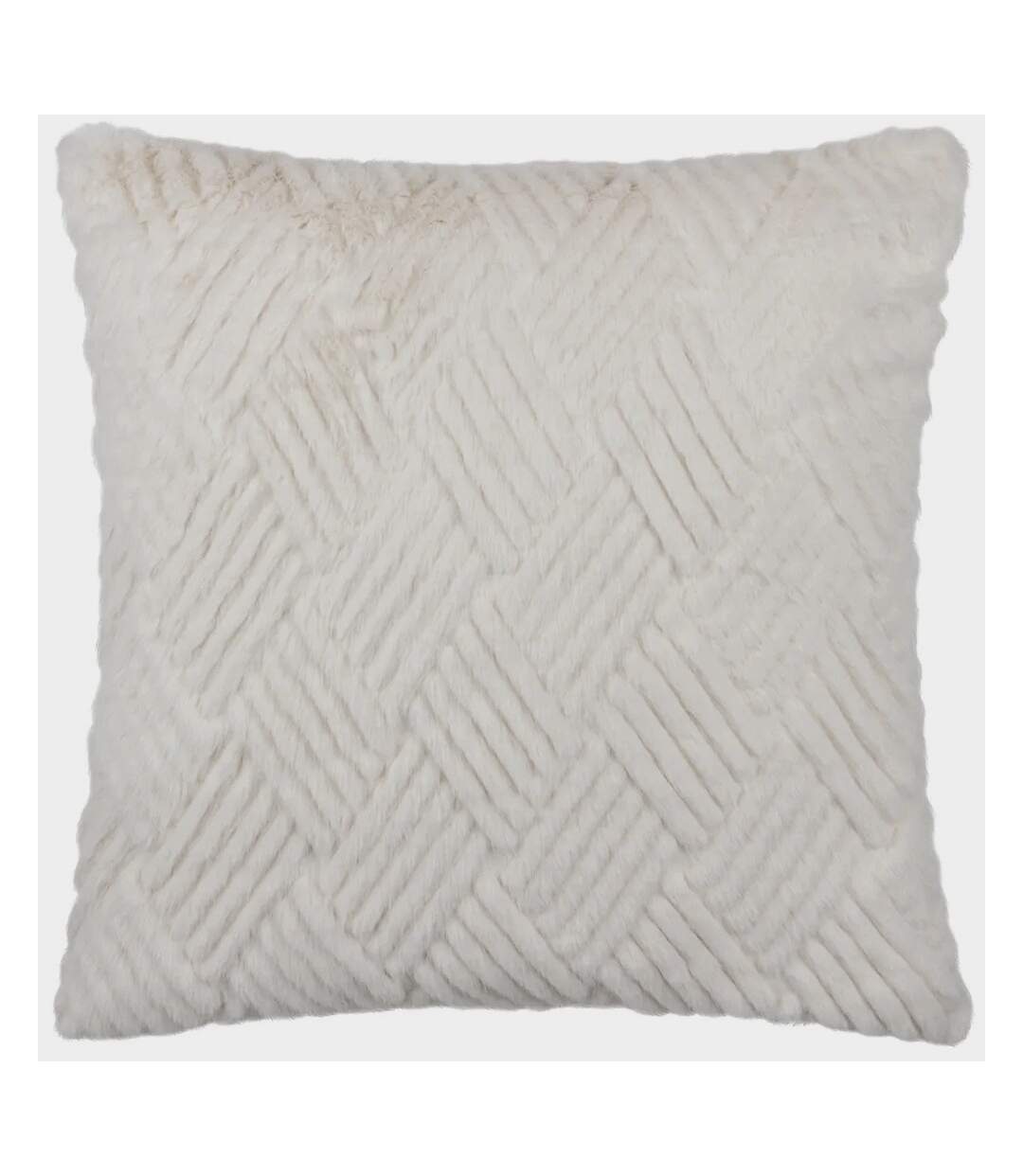 Sonnet faux fur cut cushion cover 45cm x 45cm white Paoletti