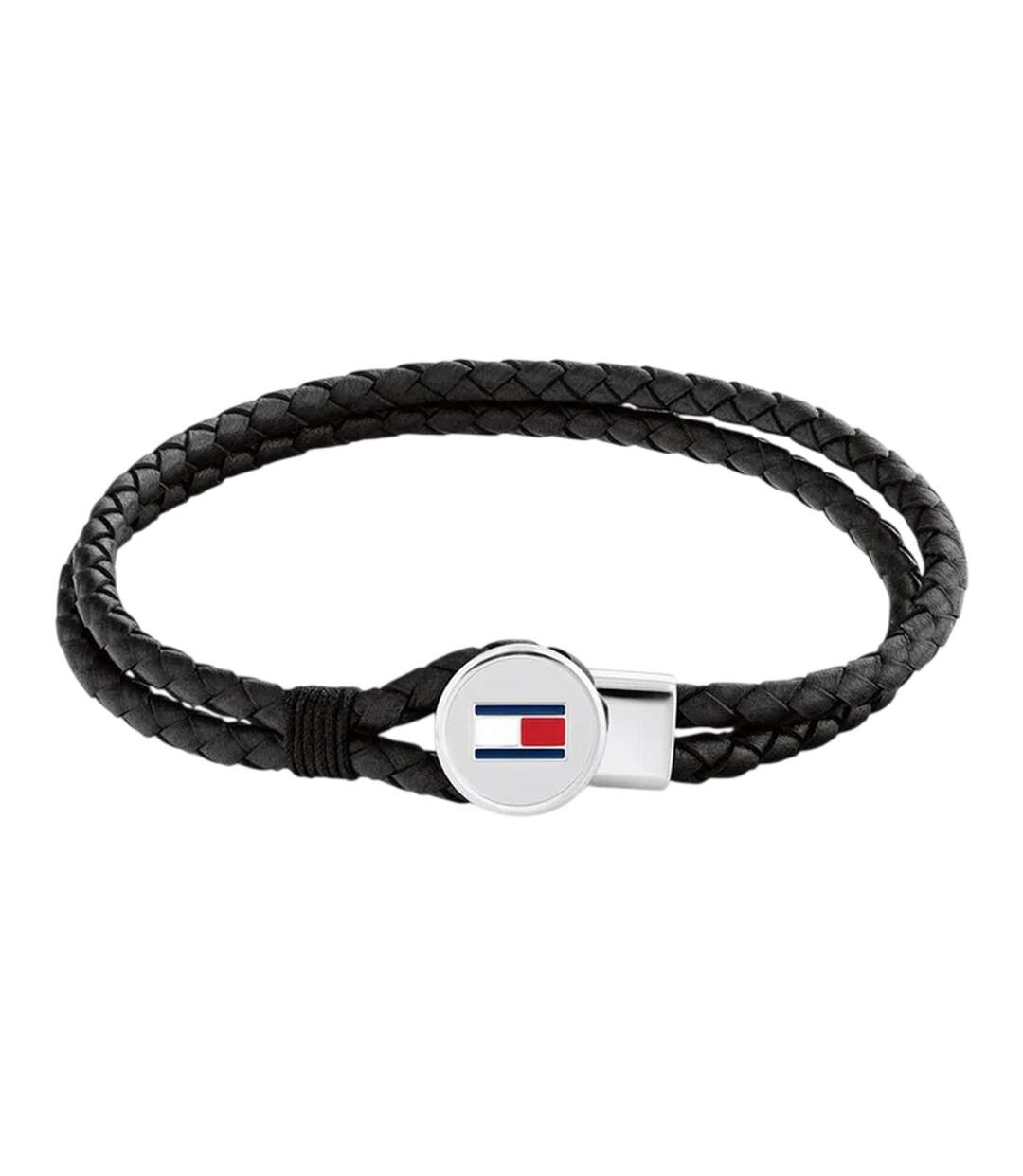 Mens Leather Braided Bracelet One Size Black Tommy Hilfiger-1