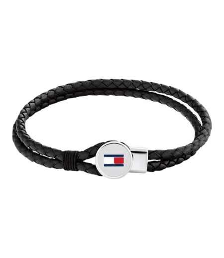 Mens Leather Braided Bracelet One Size Black Tommy Hilfiger