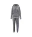 Womens/ladies Velour Tracksuit Set Grey Miso-1