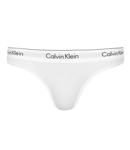 Womens/ladies Logo Cotton Blend Thong White Calvin Klein