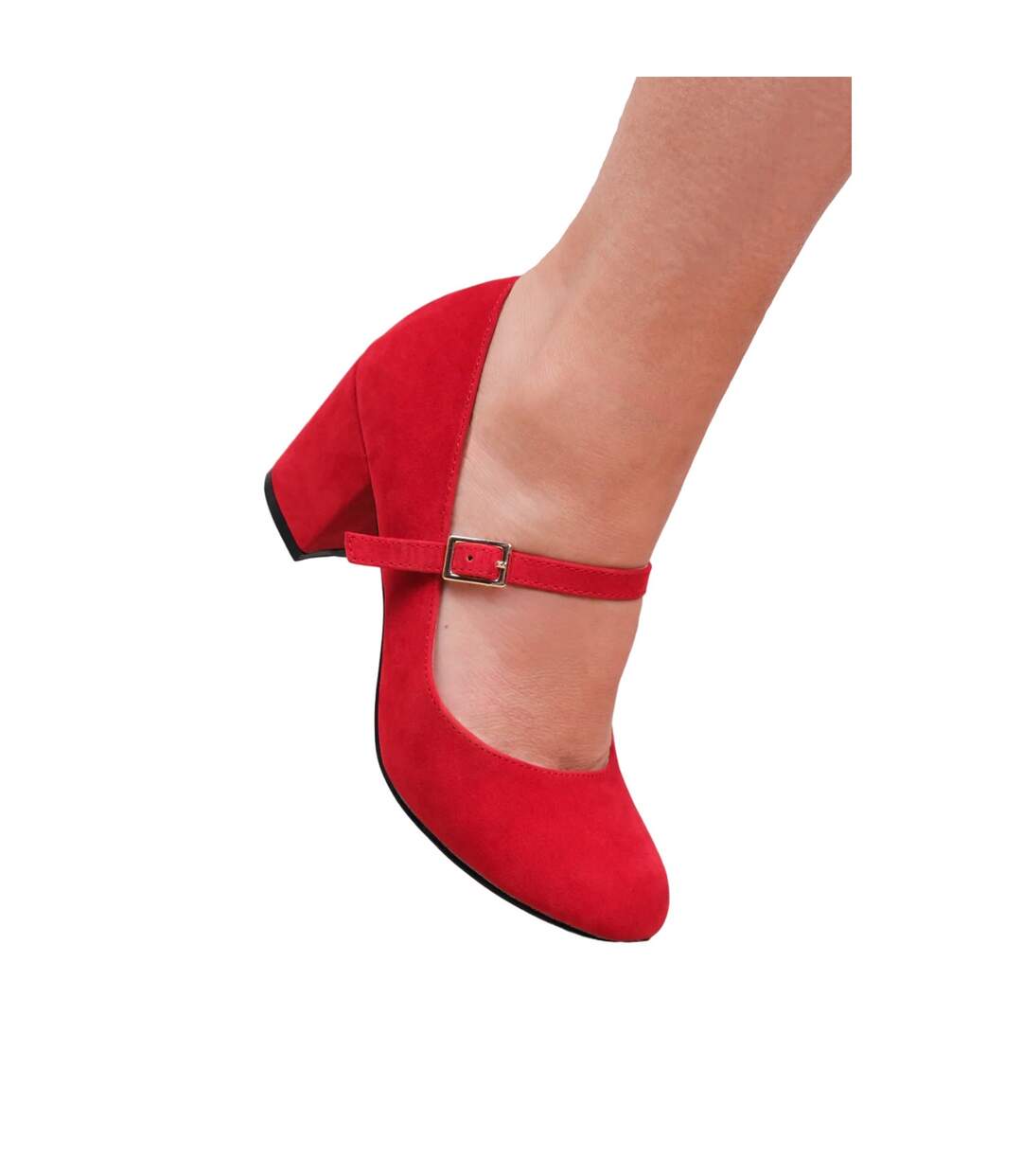 Womens/ladies araceli suede block heel mary janes red Where´s That From-3