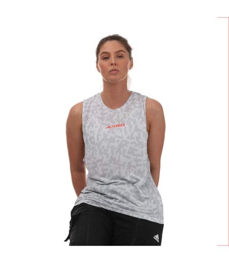 Womens/ladies terrex agravic trail running tank top white/grey Adidas