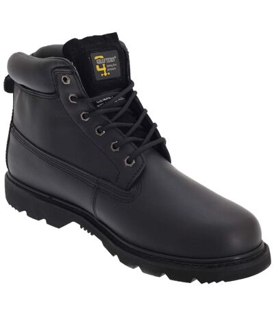 Grafters Mens 6 Eye Padded Leather Work Boots (Black) - UTDF553