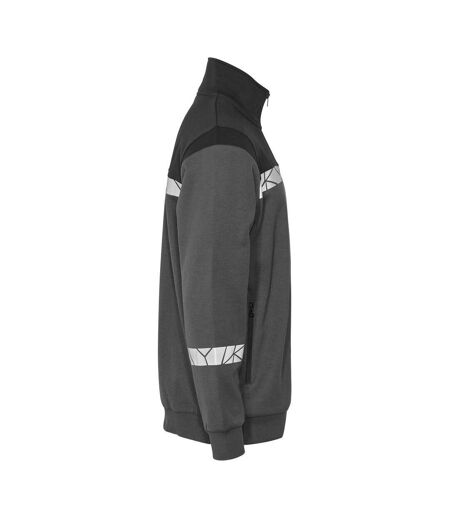 Mens Progression Hi-vis Full Zip Sweatshirt Grey Black Projob