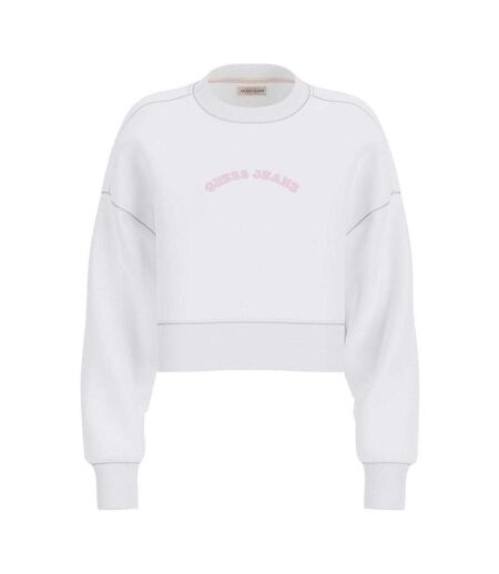Womens/ladies Logo Crop Sweatshirt White Guess