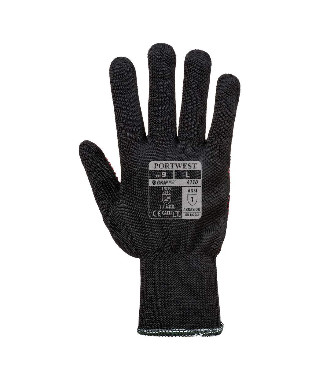 Unisex adult a110 polka dot grip gloves m black Portwest-2
