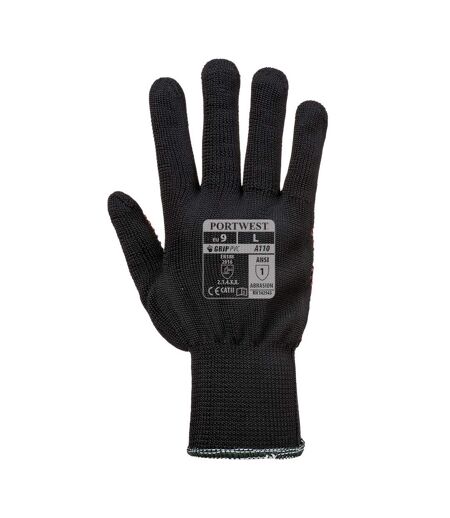 Unisex adult a110 polka dot grip gloves m black Portwest