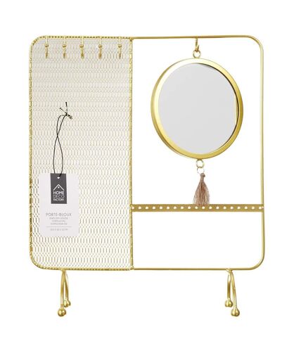 Porte bijoux miroir en métal - Doré