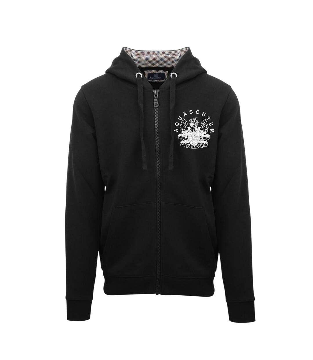 Mens Relaxed Fit Full Zip Hoodie Black Aquascutum-1