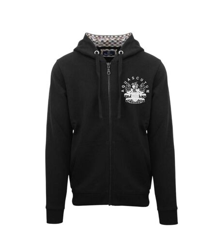 Mens Relaxed Fit Full Zip Hoodie Black Aquascutum