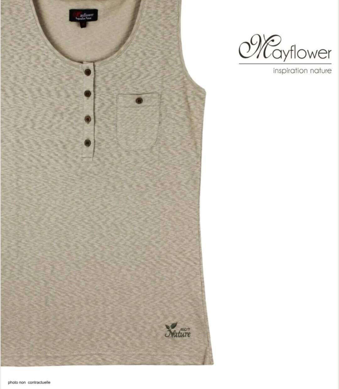 MAYFLOWER LOTUS3 — Débardeur beige femme coton flammé : l'élégance naturelle au quotidien-4