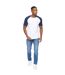 T-shirt meza homme blanc / bleu marine Crosshatch-3