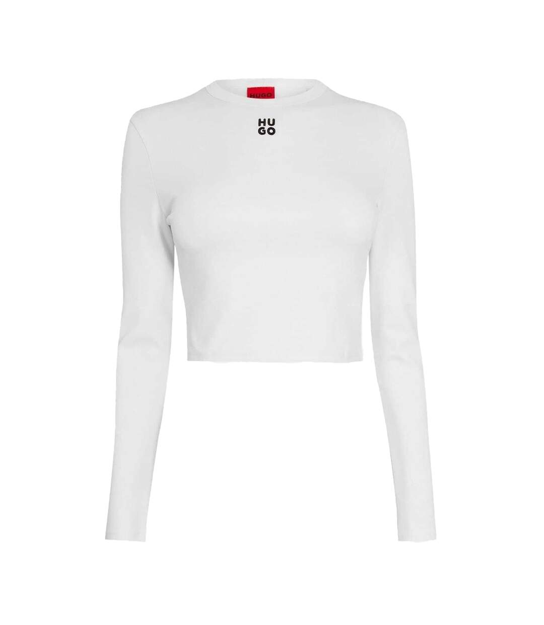 Womens/ladies Dafilomena Slim Crop Top White Hugo-2