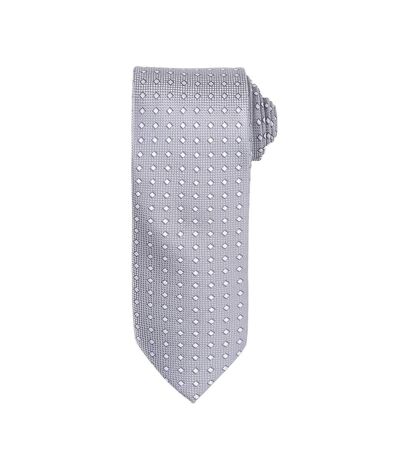 Premier Mens Square Pattern Formal Work Tie (Silver) (One Size)