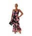 Robe Mi-longue Motif/style Floral Femme Noir AX Paris-4
