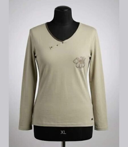 Tee-shirt AXONE DONA1B beige grande taille : le confort de l'imprimé fantaisie