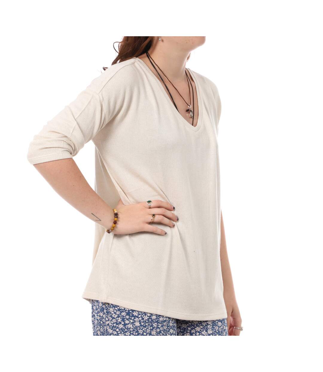 Pull Beige Femme Vero Moda Brianna 3/4-1