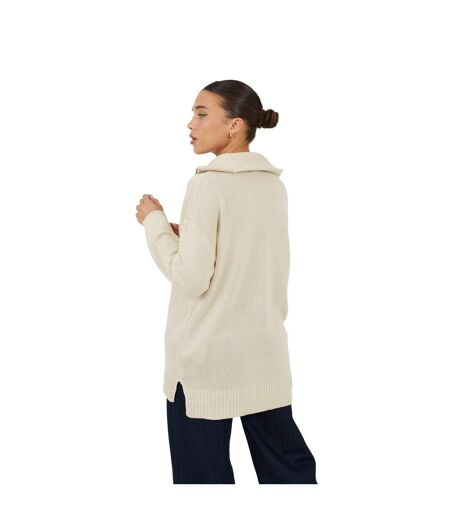 Pull Motif/style Zippé Fashion Femme Beige Gris Brave Soul